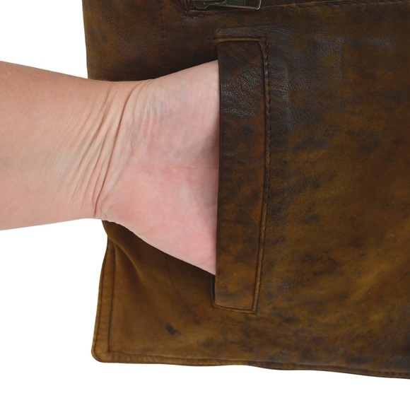 VTG 80s Banana Republic Leather Photojournalist Vest Mill Valley Gorpcore Lined - Picture 5 of 16